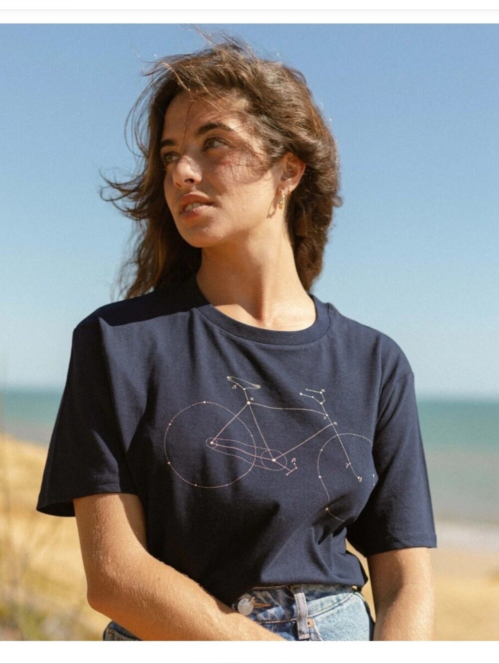 Wituka Bike Graphic Blue Organic T-Shirt Size Large